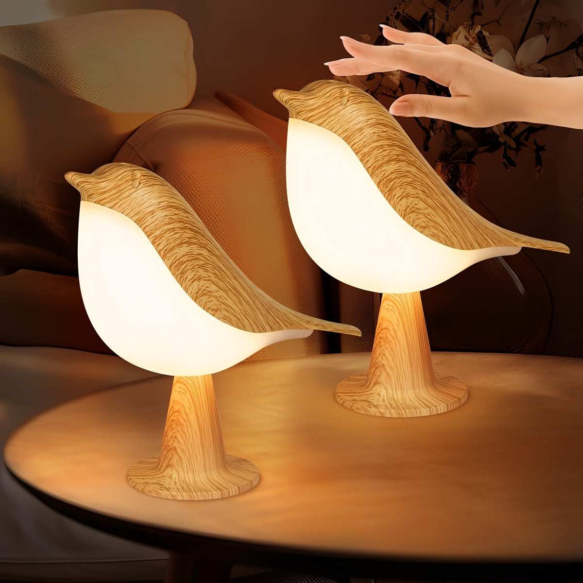 Luminária Pássaro com Sensor de Toque e USB, 2 Cores