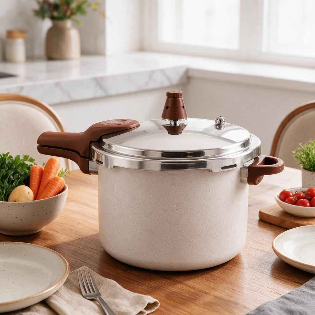 Panela de Pressão Cerâmica 4,2L — mesa servida
