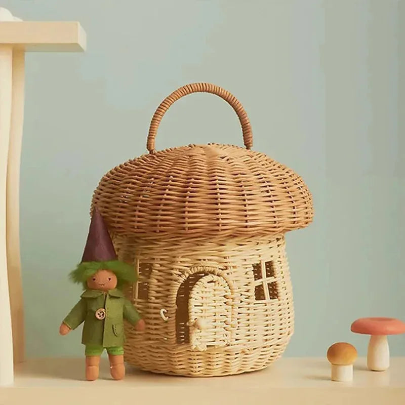 Bolsa de Rattan Artesanal para Armazenamento Infantil