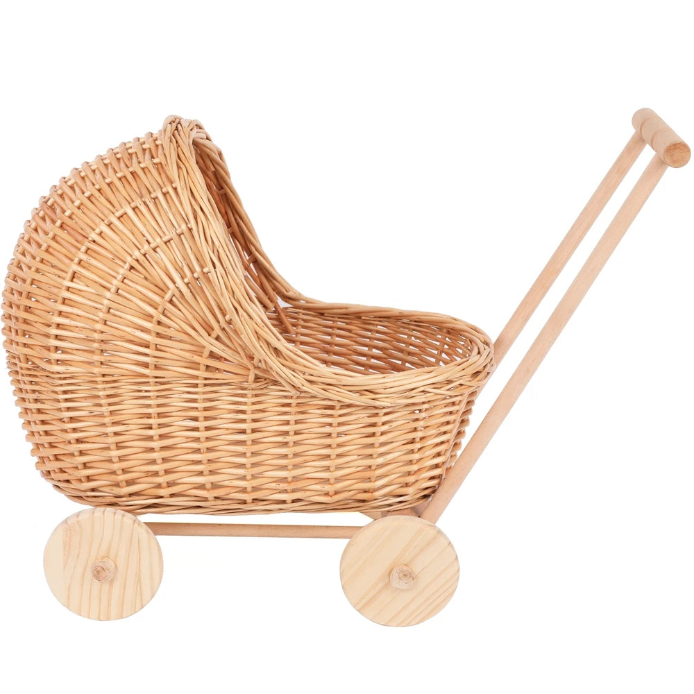 Carrinho de vime para fotografia de recém-nascidos, com chassi de madeira, boneca, cesta de presente para bebês, decoração de chá de bebê, acessórios fotográficos