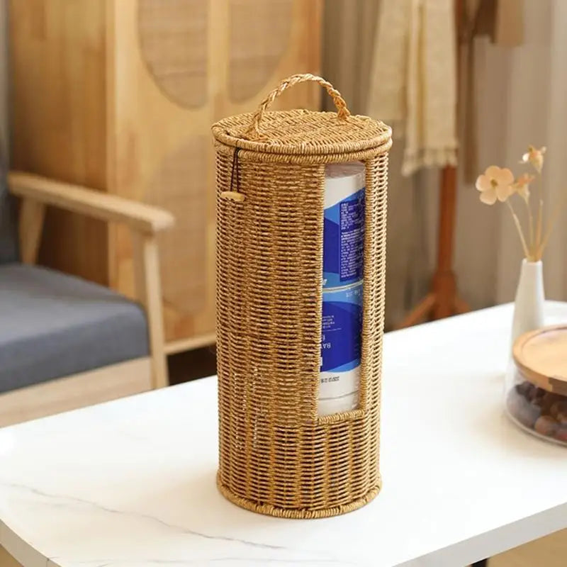 Cesta banheiro multiuso com capa à prova poeira, suporte armazenamento cilíndrico para tecidos, toalhas, acessório