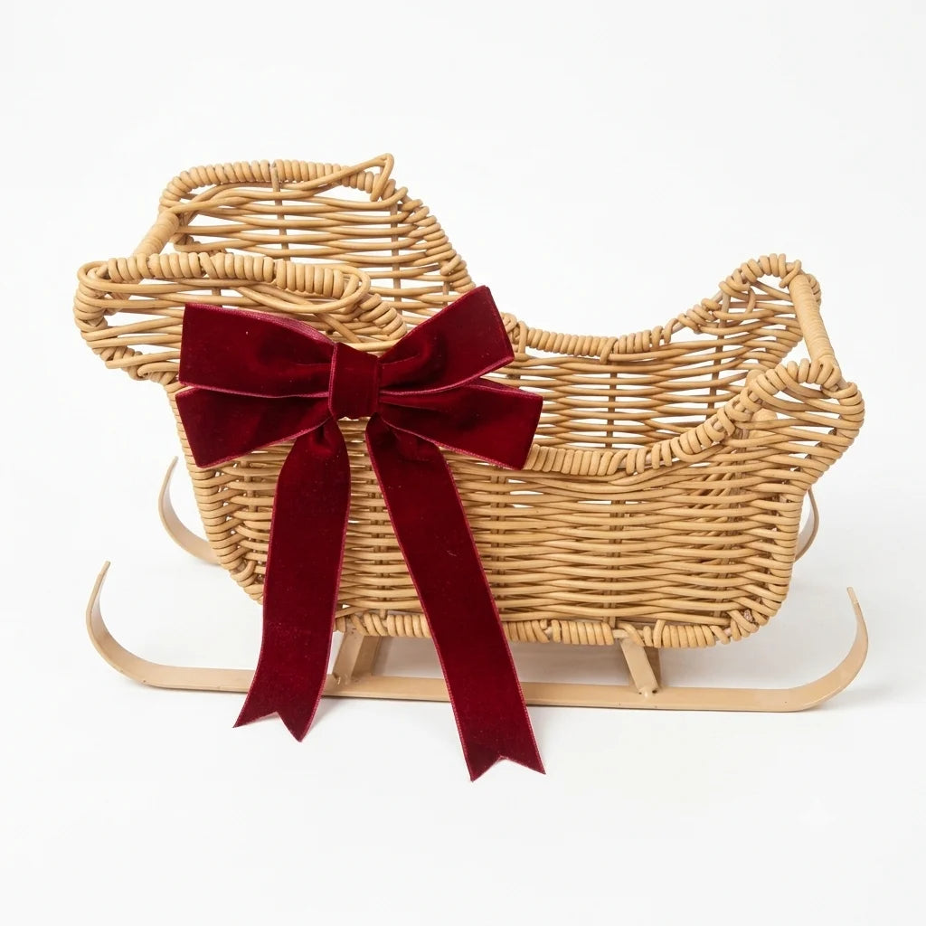 Cesta de Doces de Natal Multifuncional em Rattan Trançado para Mesa, Caixa de Presente, Decoração de Lareira e Decoração de Inverno para Casa