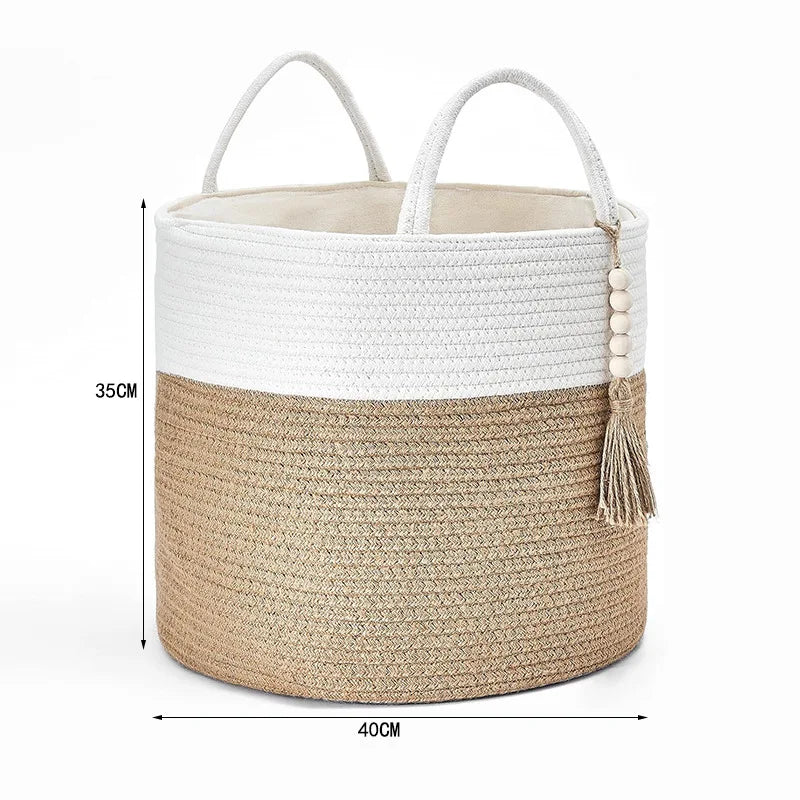 Home Woven Cesta De Armazenamento, Corda De Algodão, Cesta De Roupas Sujas, Sala E Quarto, Grande Capacidade, Diversos