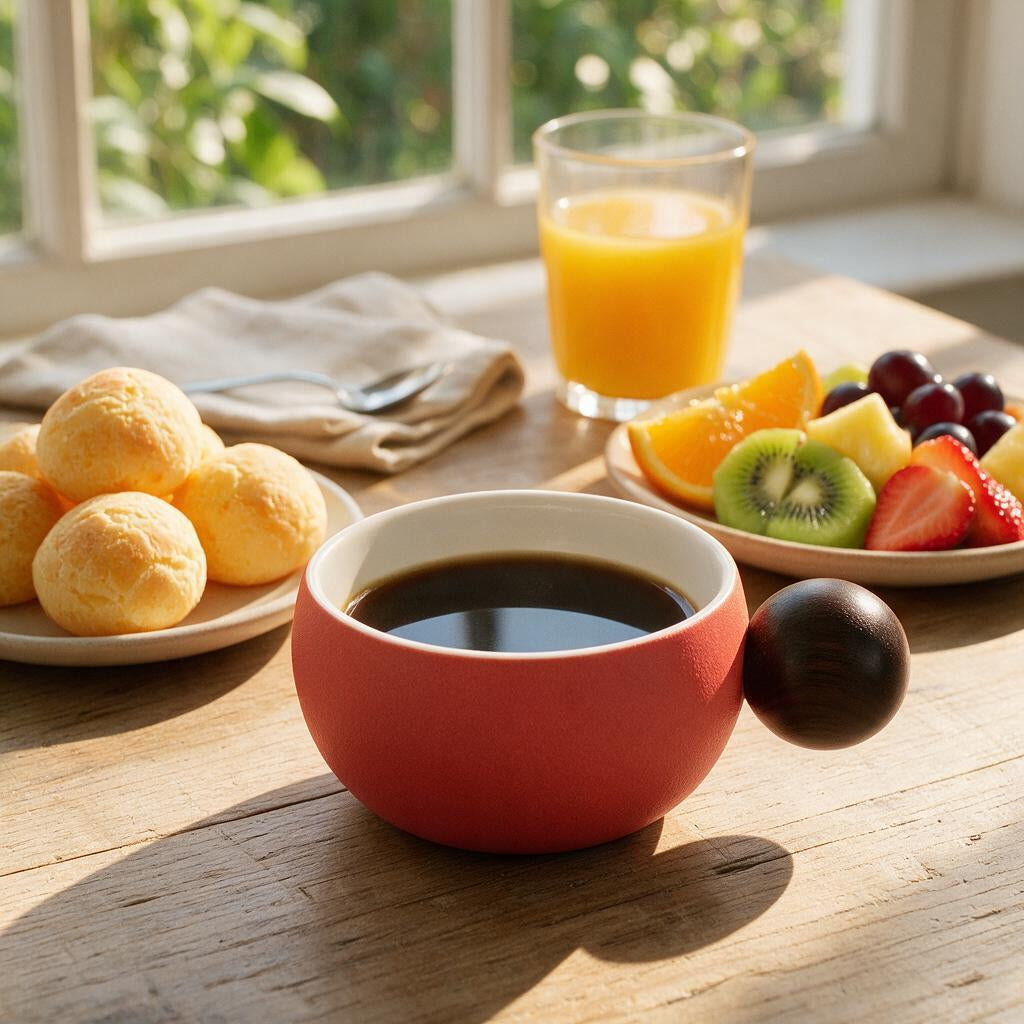 Copo Café Japonês Alça Madeira — café da manhã