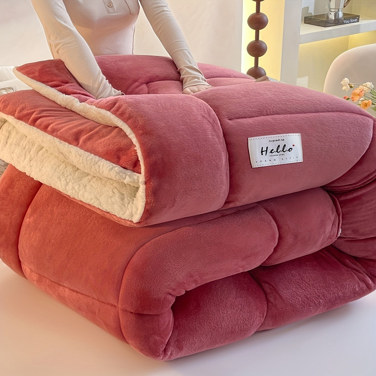 Enchimento Edredom Fleece Cordeiro Macio