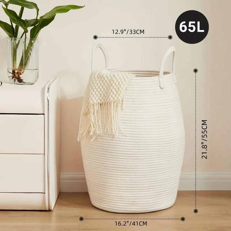 1 pçs cesta de armazenamento boêmio tecido à mão organizador de corda de algodão para quarto & banheiro-cômoda de armazenamento decorativa brinquedo cesto de lavanderia
