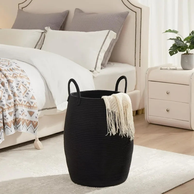 1 pçs cesta de armazenamento boêmio tecido à mão organizador de corda de algodão para quarto & banheiro-cômoda de armazenamento decorativa brinquedo cesto de lavanderia