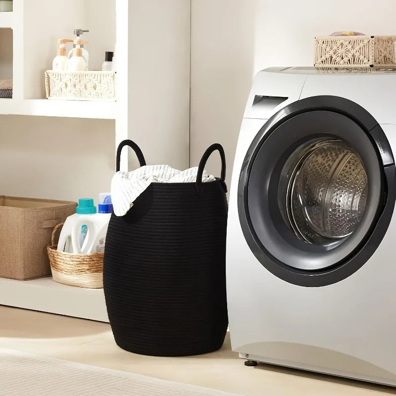 1 pçs cesta de armazenamento boêmio tecido à mão organizador de corda de algodão para quarto & banheiro-cômoda de armazenamento decorativa brinquedo cesto de lavanderia