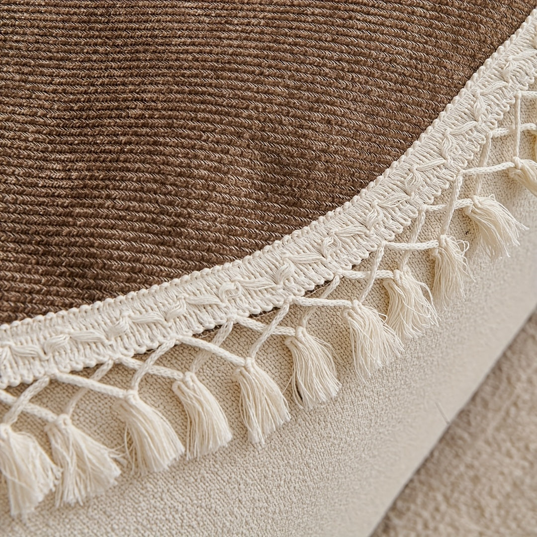 Capa Sofá Chenille Borlas Antiderrapante