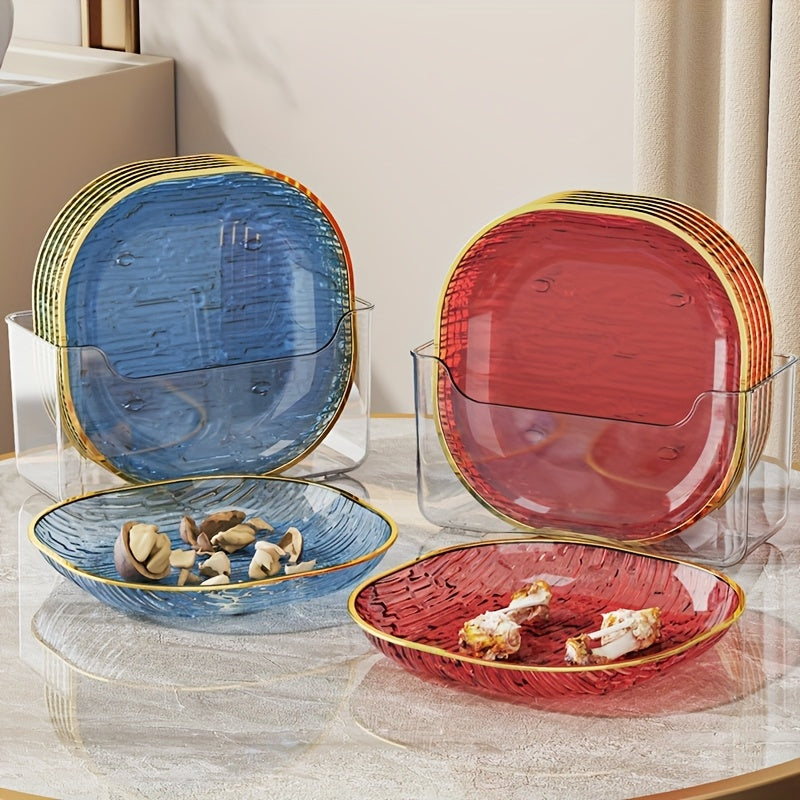 Kit 4 Pratos Snack Transparente Dourado