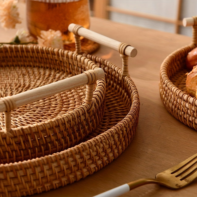 Bandeja Rattan Artesanal Decorativa