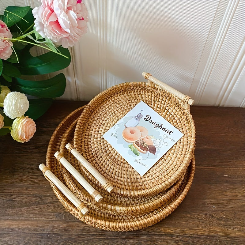 Bandeja Rattan Artesanal Decorativa