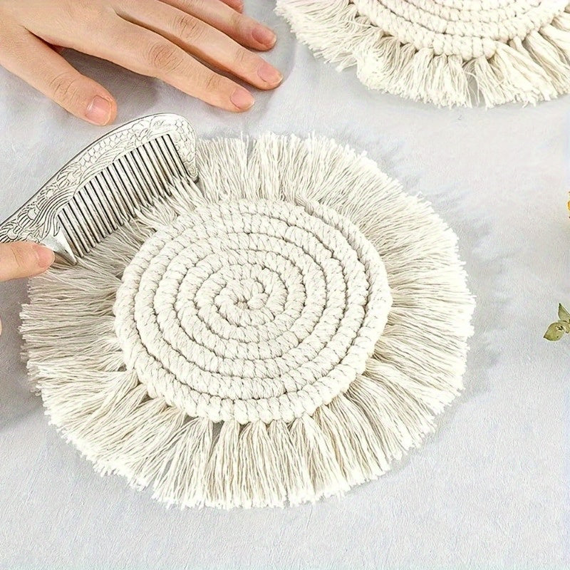 Porta-Copos Macramê Boho Franjas