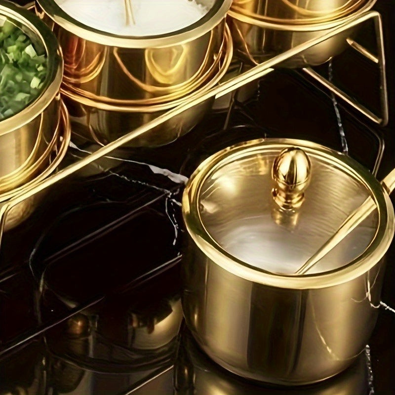 Pote Condimentos Inox Dourado Tampa