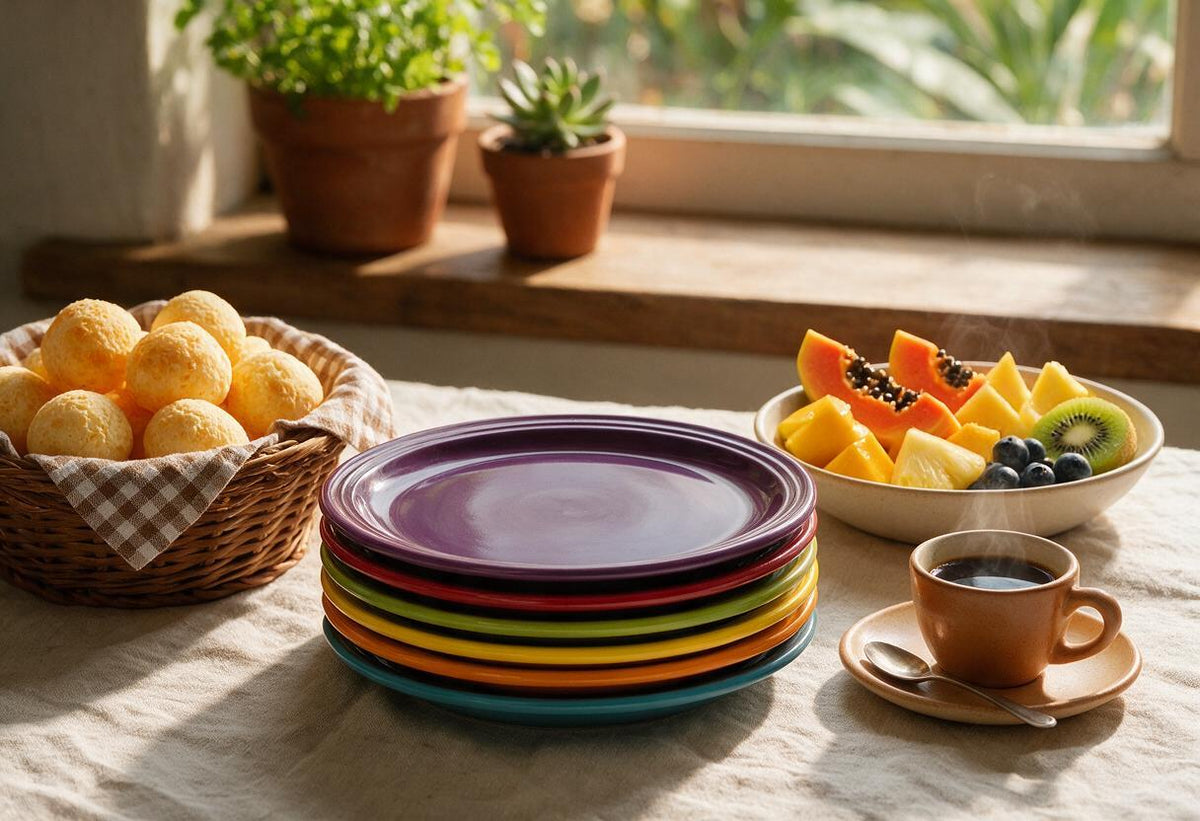 Conjunto 6 Pratos Cerâmica Degradê — café da manhã