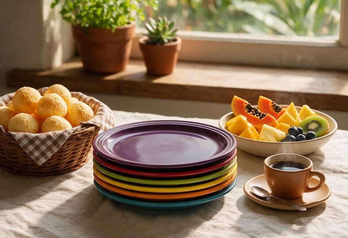 Conjunto 6 Pratos Cerâmica Degradê — café da manhã
