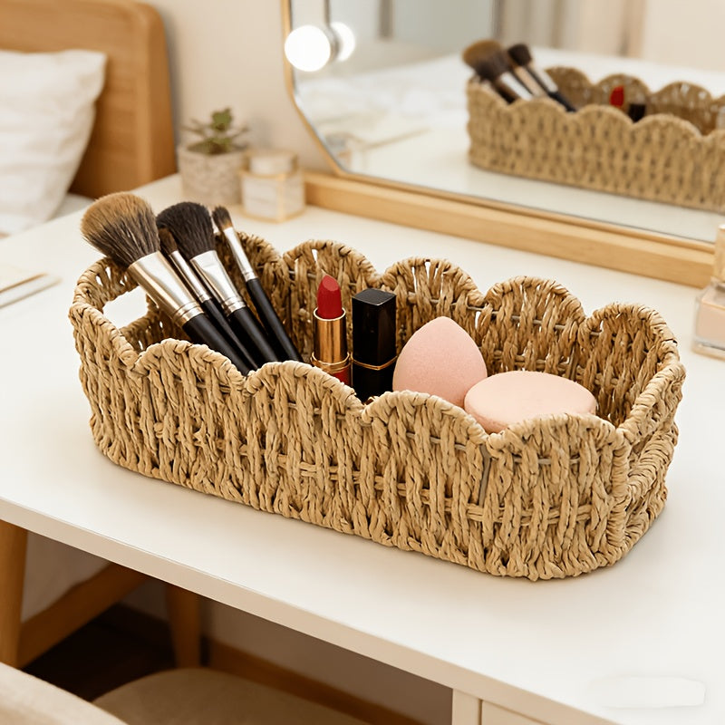 Cesta Oval Corda Papel Trançada