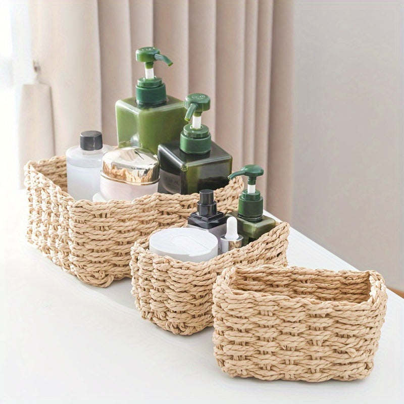 Kit 3 Cestos Arrumação Boho Entrançados