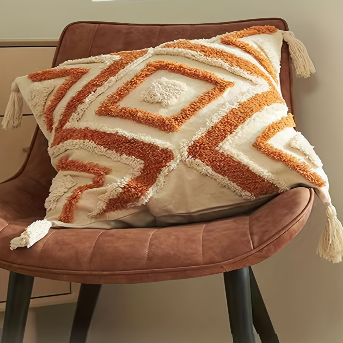 Capa Almofada Boho Bordada Franjas