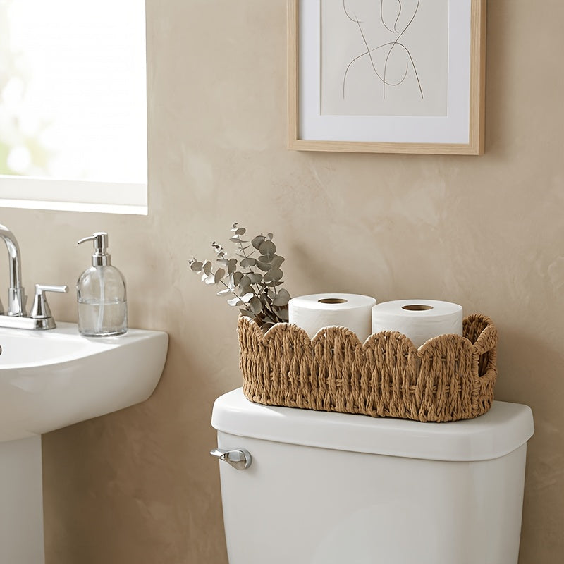 Cesta Oval Corda Papel Trançada