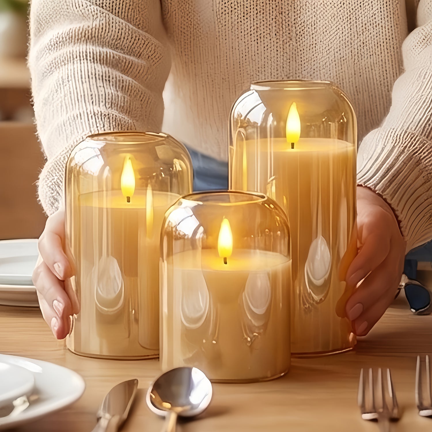 Kit 3 Velas LED Douradas Decorativas