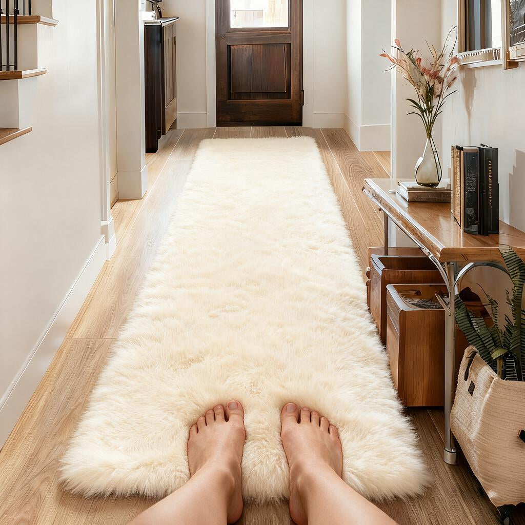 Tapete Nórdico Beira de Cama 60x240cm — em uso (pés)