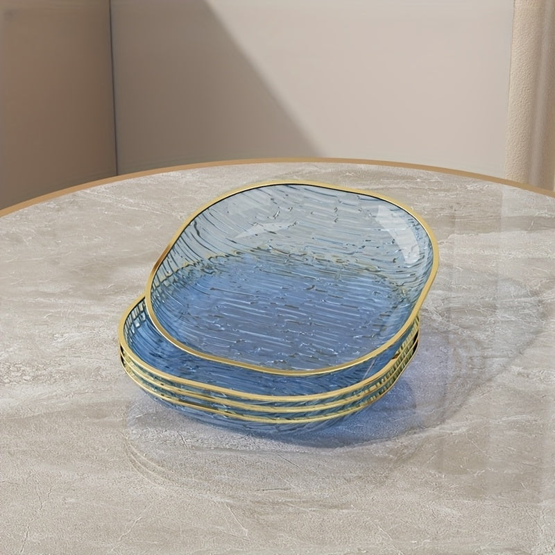 Kit 4 Pratos Snack Transparente Dourado