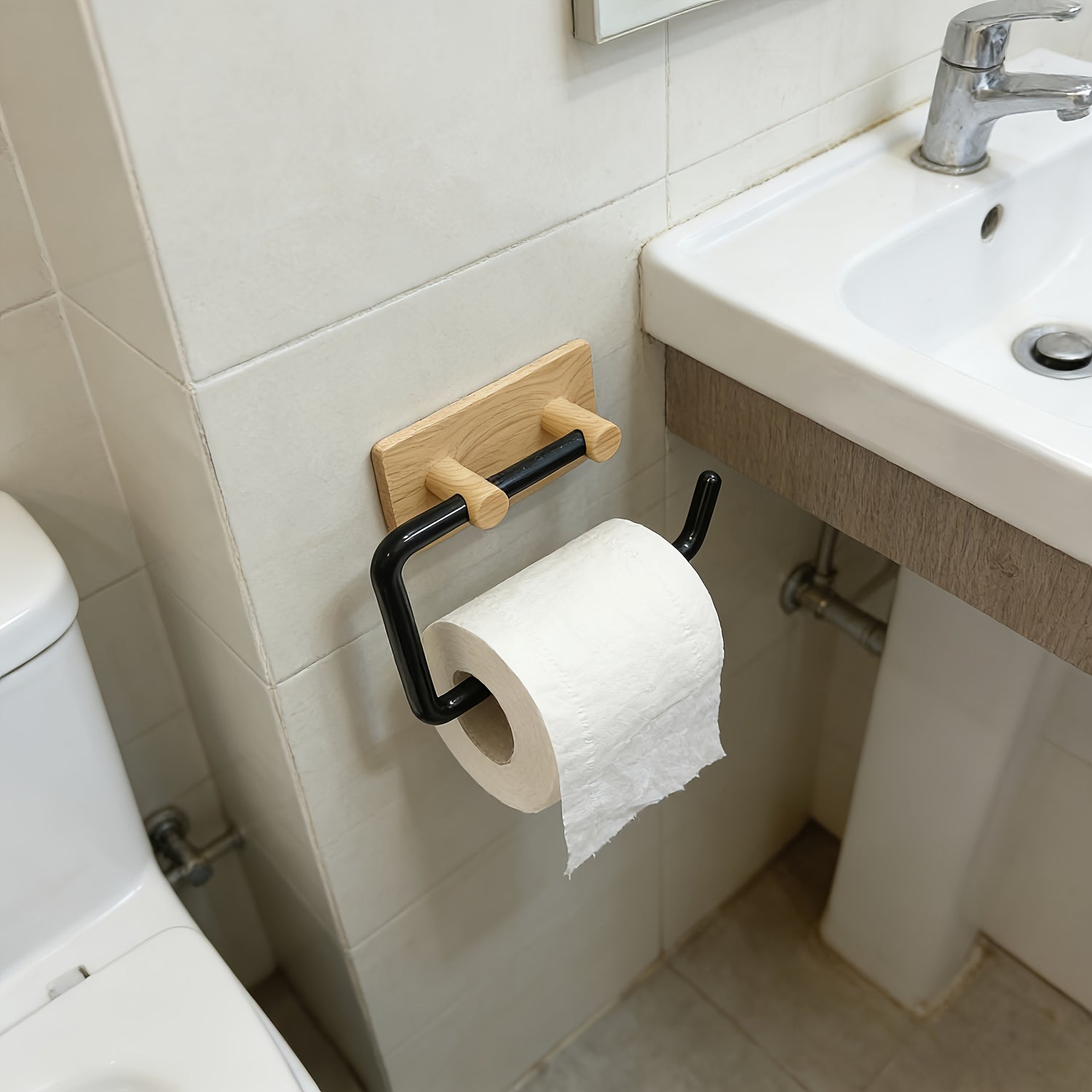 Porta Papel Higiênico Madeira Parede