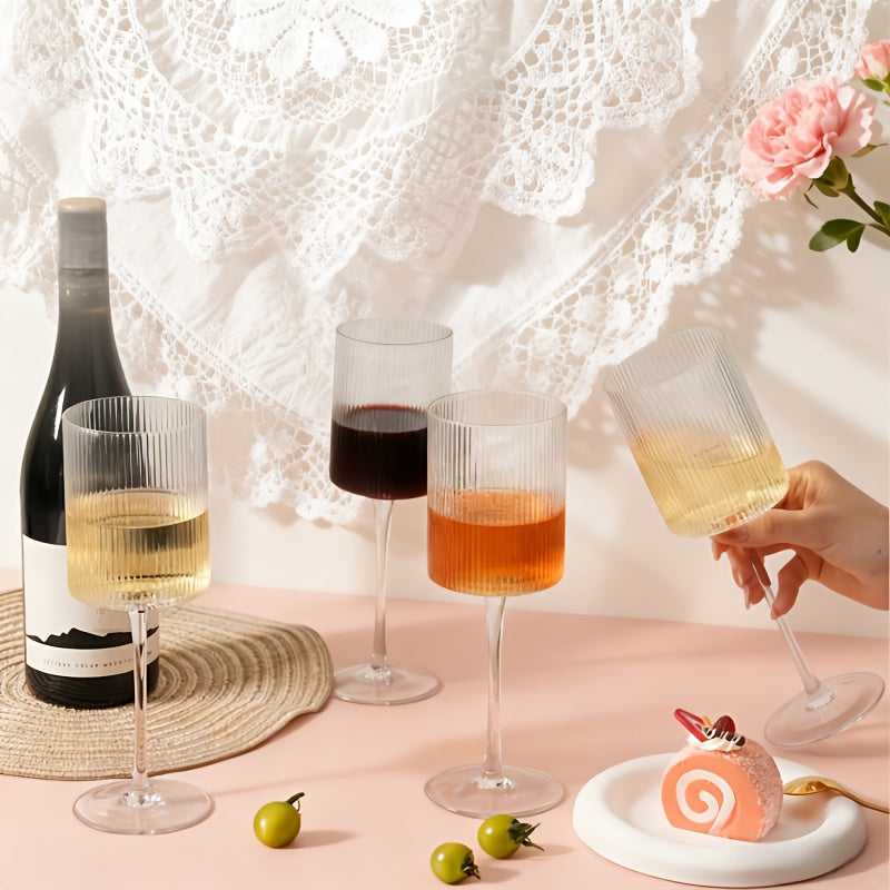 Kit Taças Vinho Caneladas Elegantes