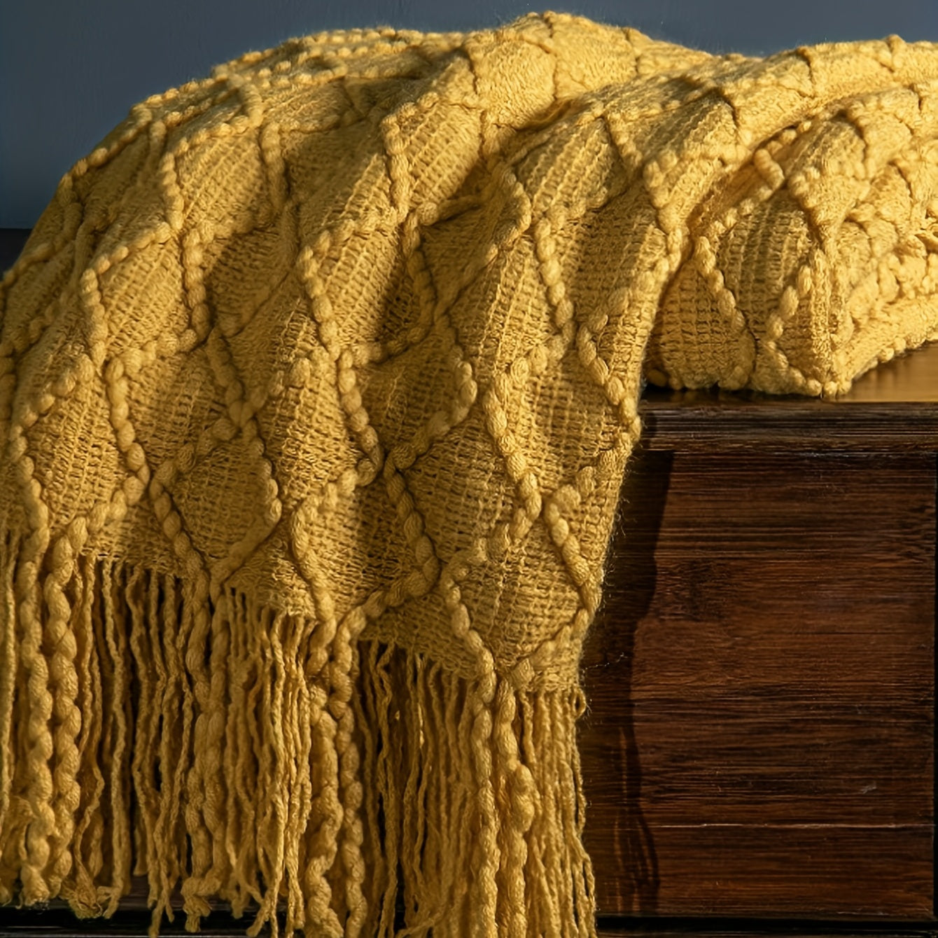 Cobertor Nórdico Amarelo Franjas Sofá
