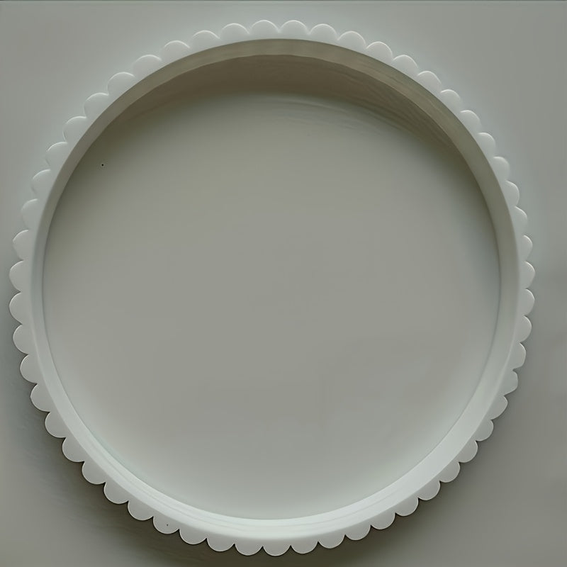 Bandeja Redonda Onda Branca Decorativa