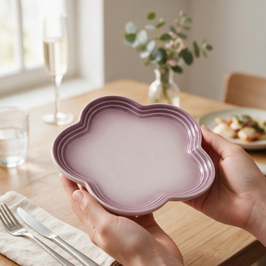 Prato Jantar Porcelana Floral — nas mãos