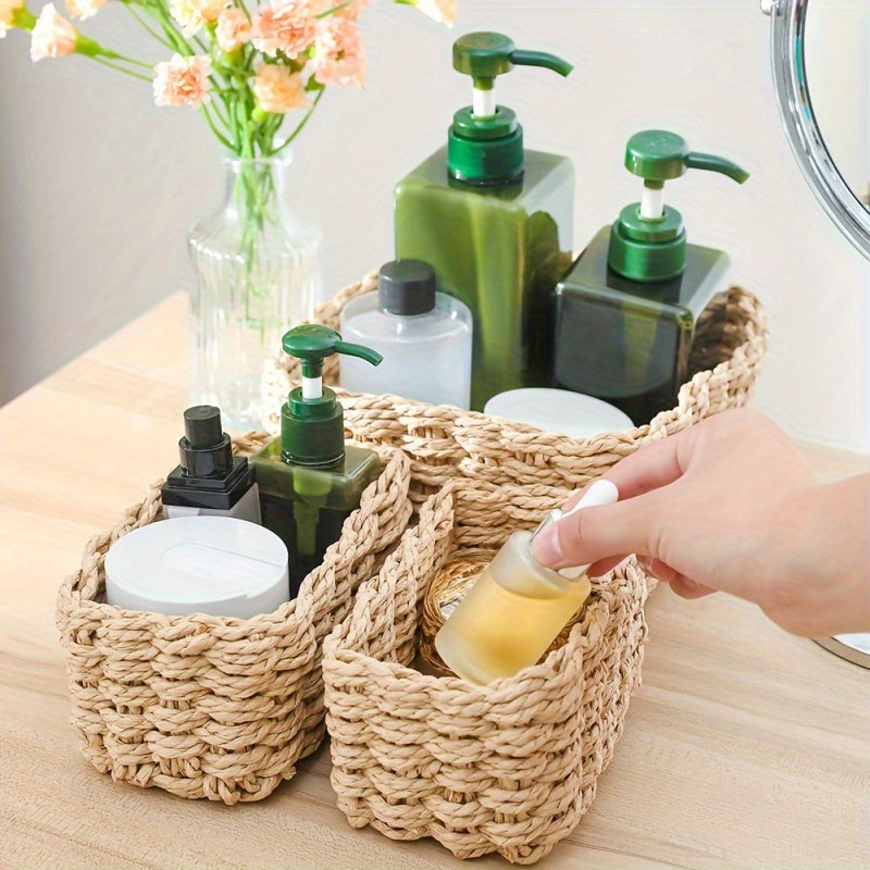 Kit 3 Cestos Arrumação Boho Entrançados