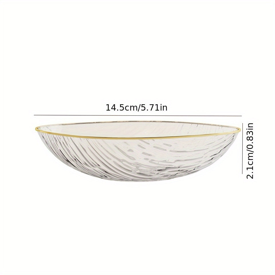 Kit 4 Pratos Snack Transparente Dourado