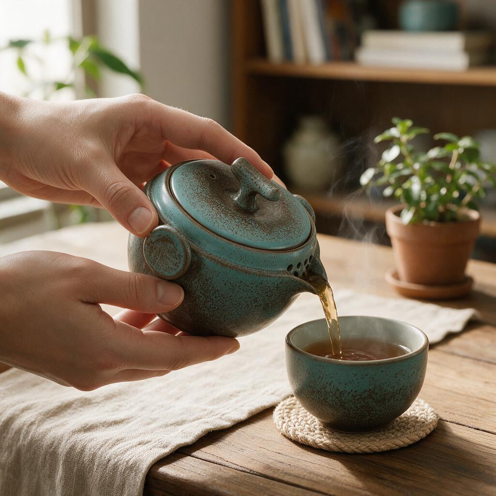 Conjunto Chá Japonês Portátil — nas mãos