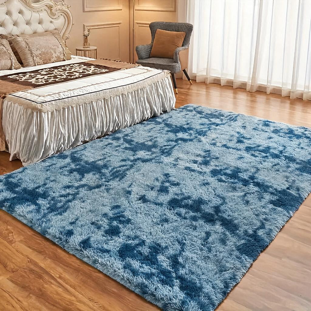 Tapete Pelúcia Azul Escuro Sala — quarto