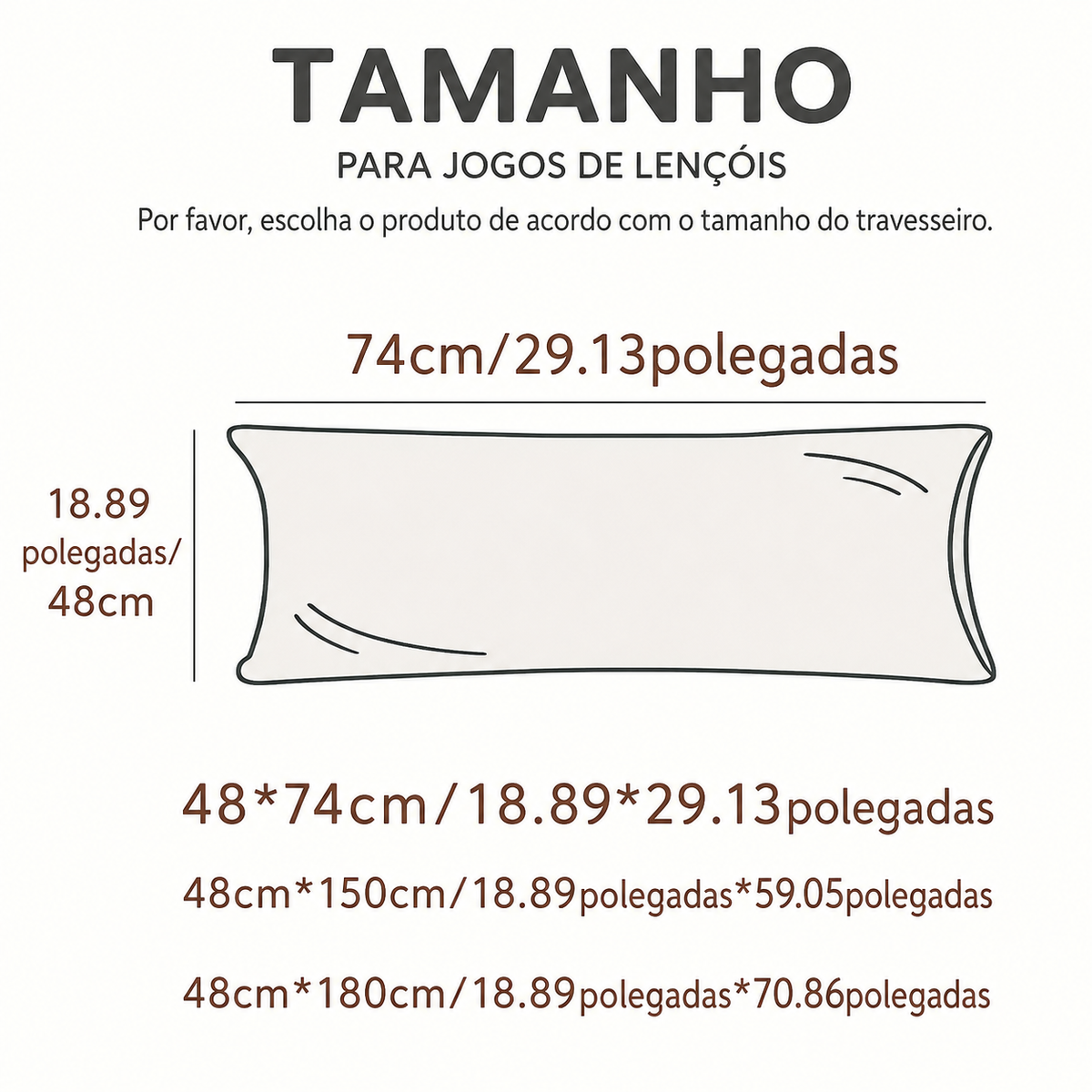 Fronha Longa de Pelúcia Sintética para Travesseiro