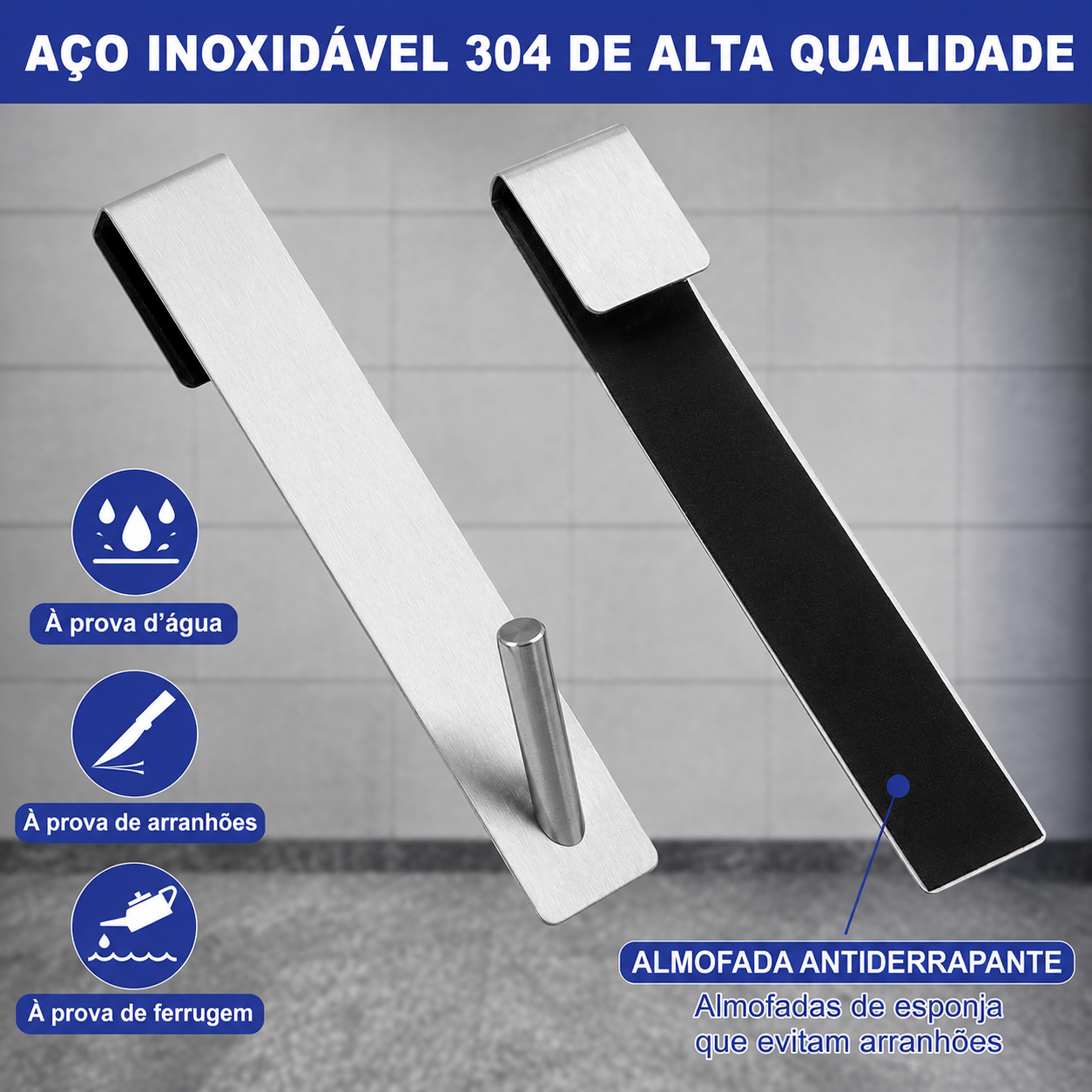 Kit 2 Ganchos Banheiro Dourado Escovado
