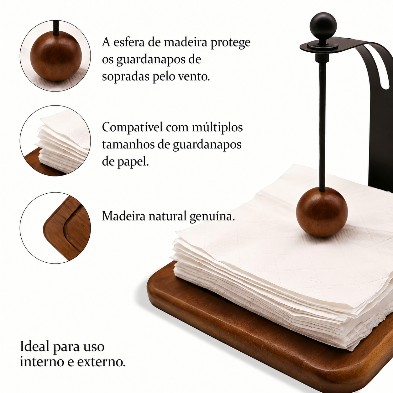 Porta Guardanapos Metal Botão Esférico