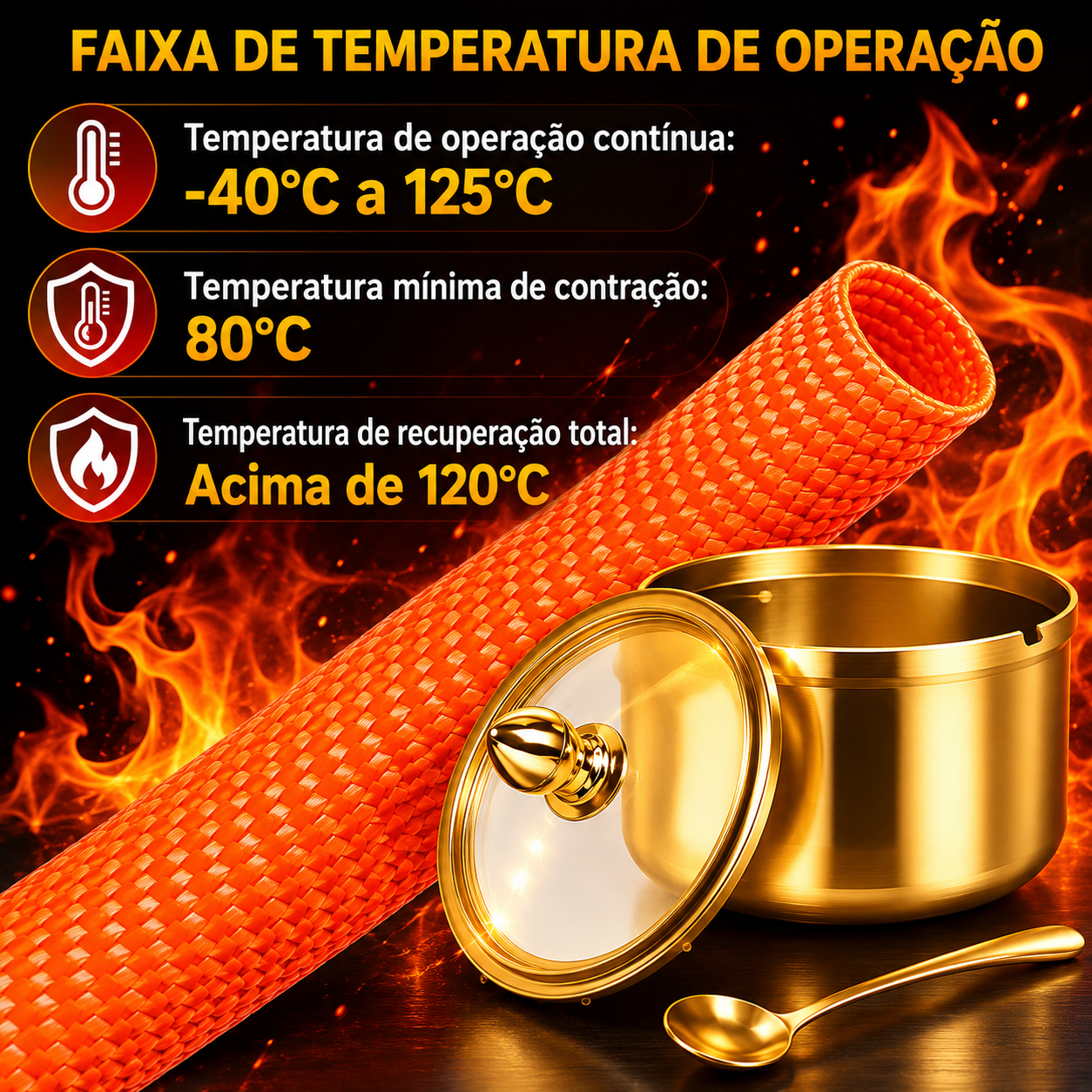 Pote Condimentos Inox Dourado Tampa