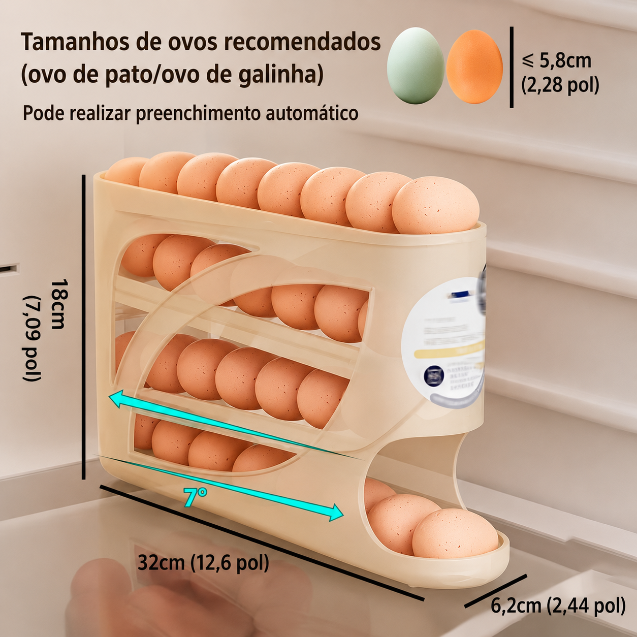 Porta Ovos Rolante 4 Camadas