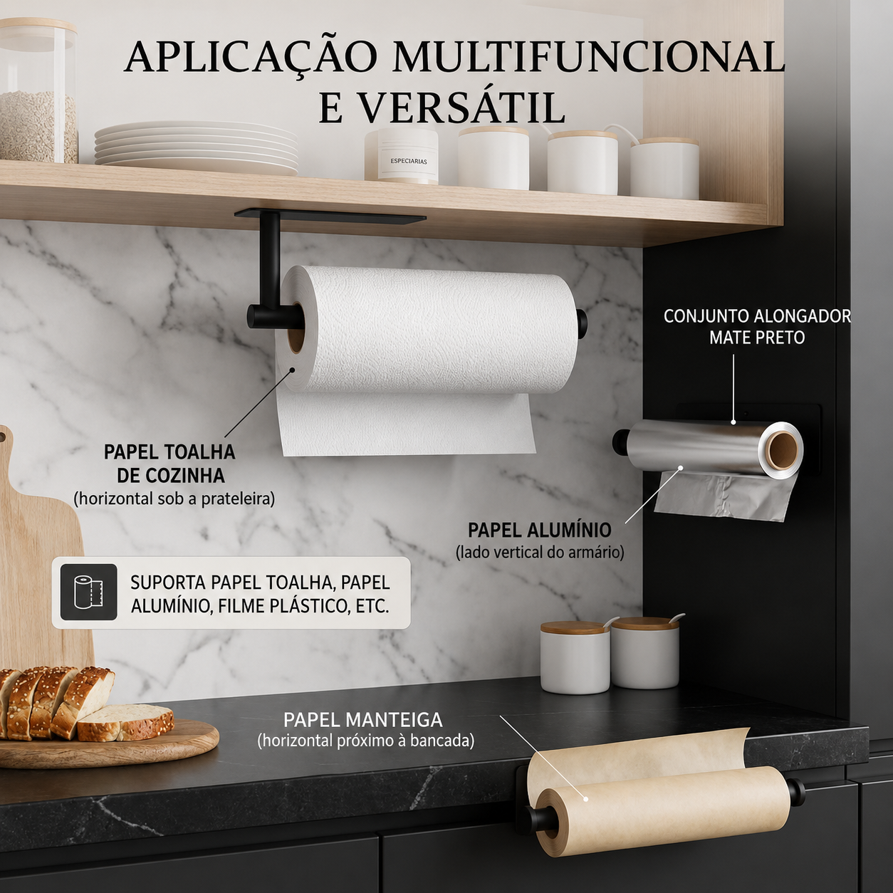 Suporte Rolo Papel Inox Sem Furos