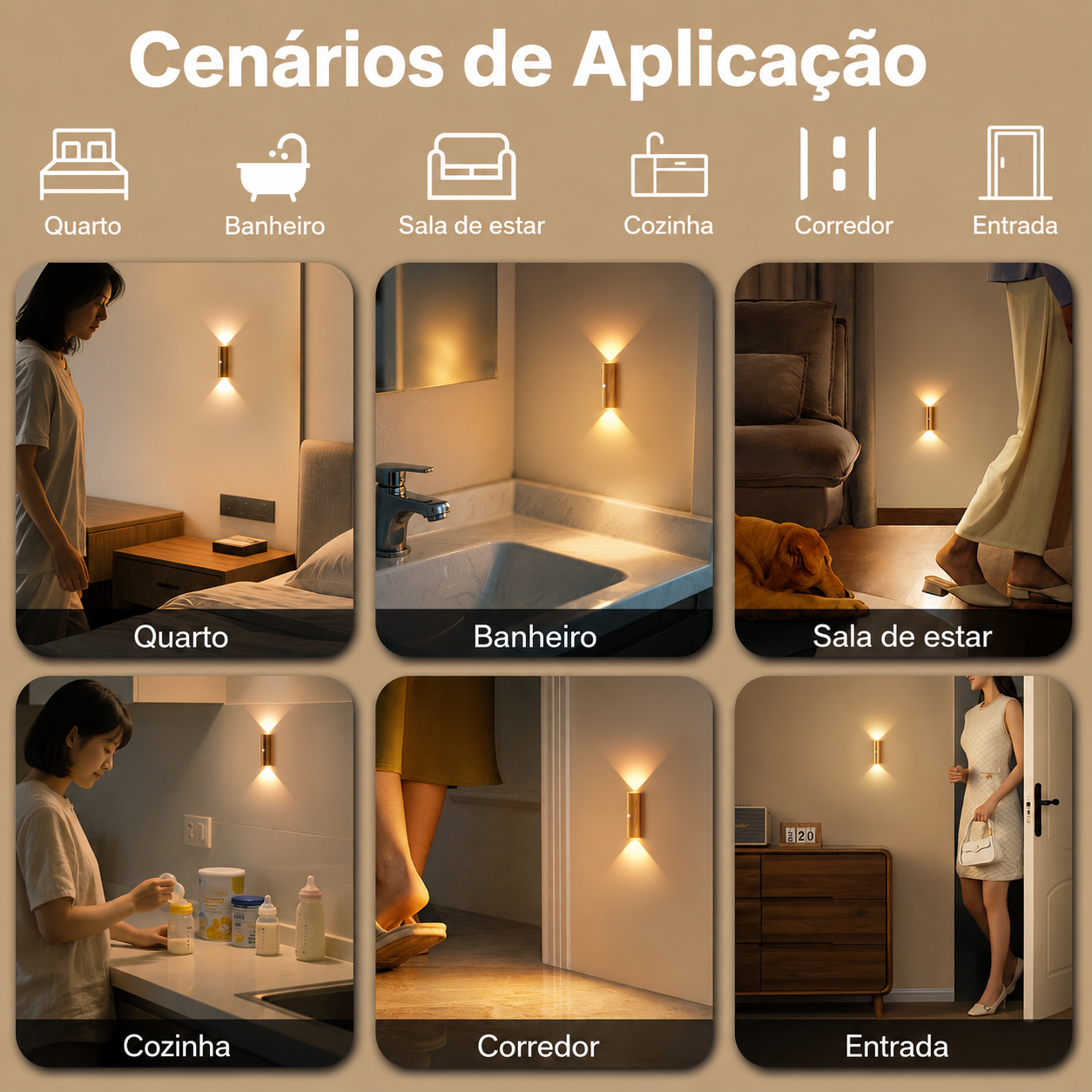 Arandela LED Sensor Movimento 1200mAh