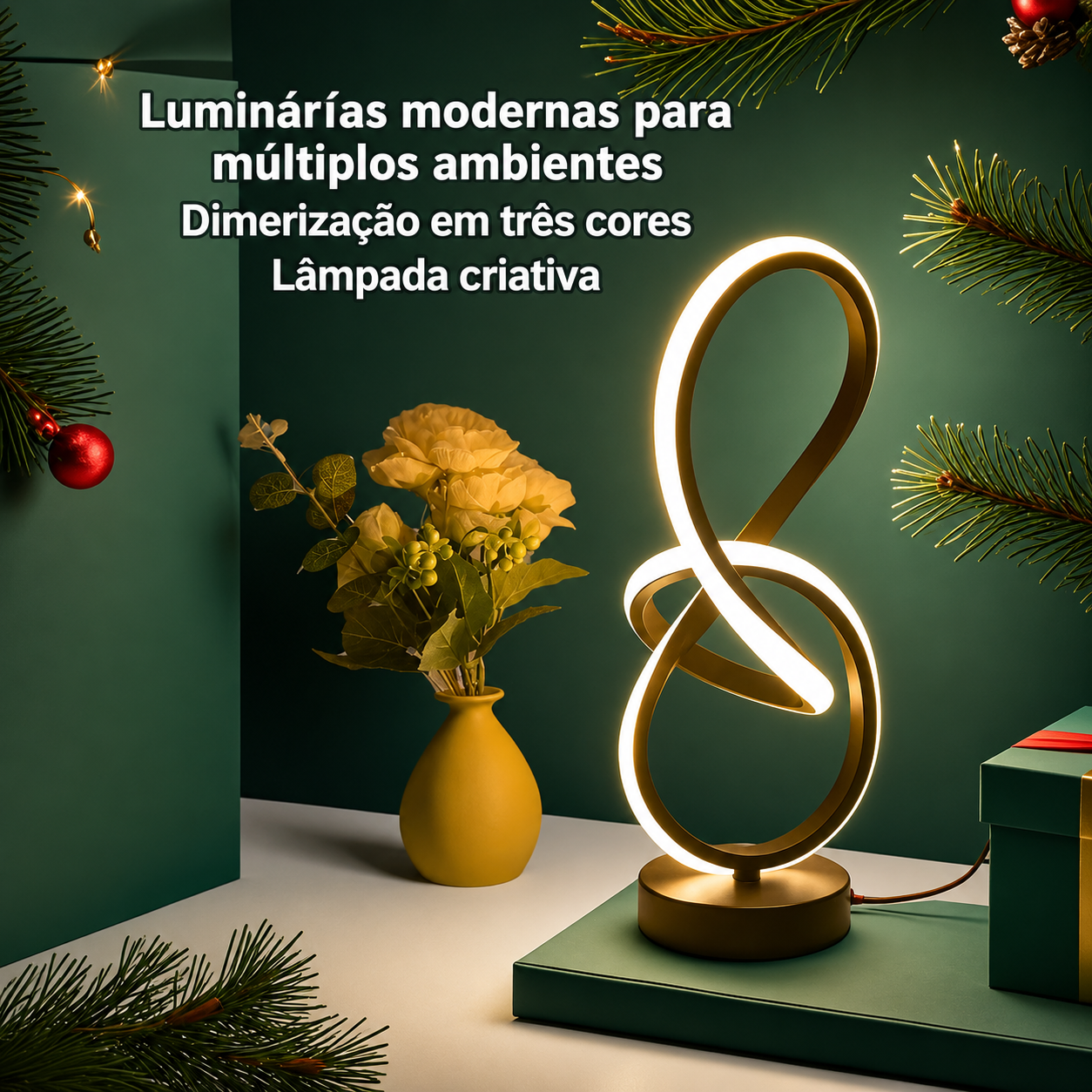 Luminária Mesa Espiral Artística Metal
