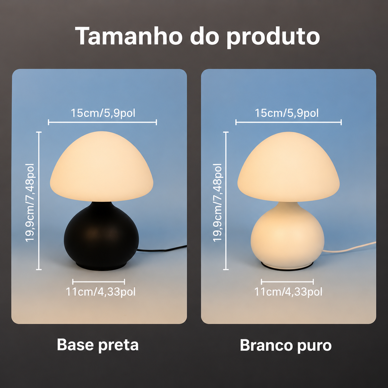 Luminária Cogumelo LED Tricolor