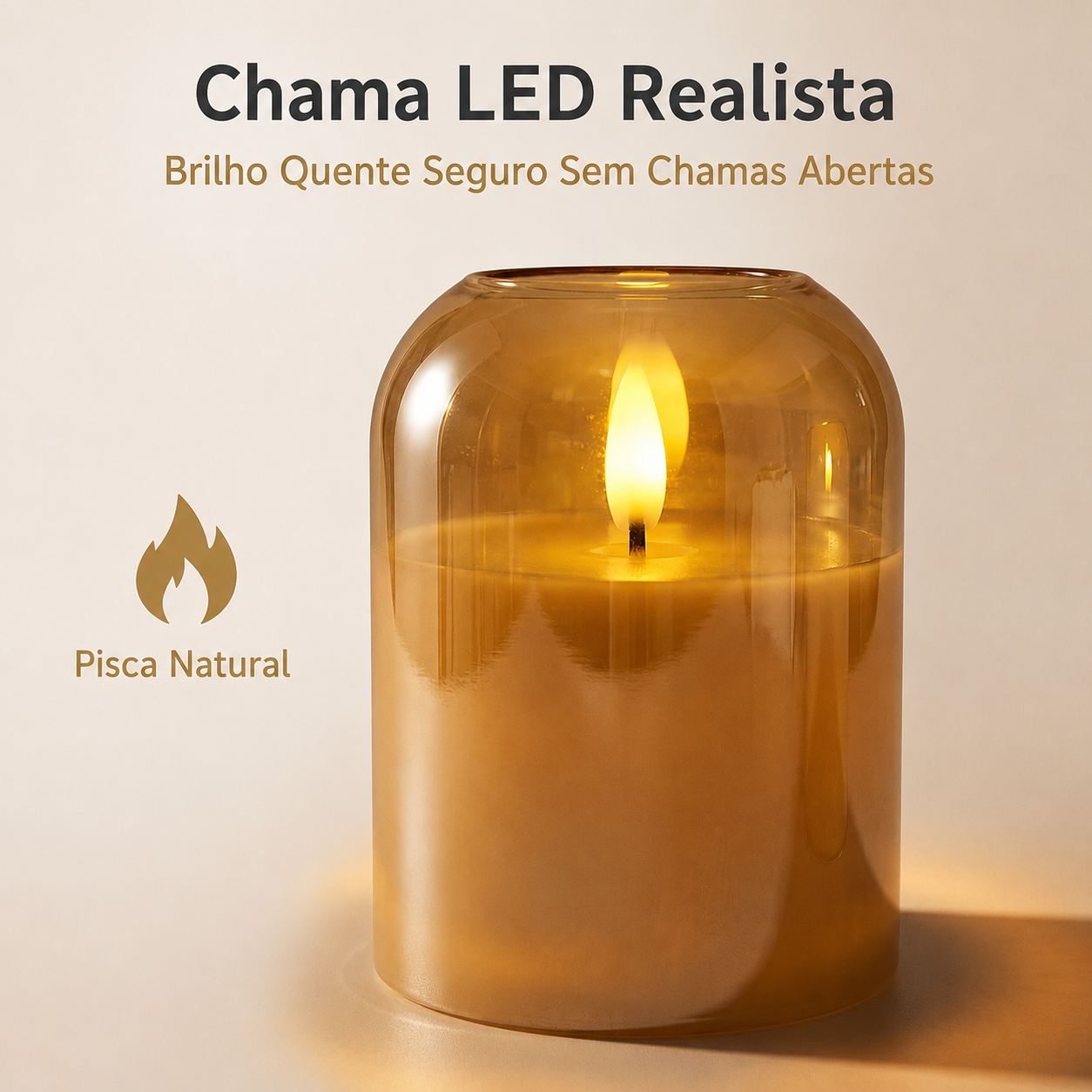 Kit 3 Velas LED Douradas Decorativas