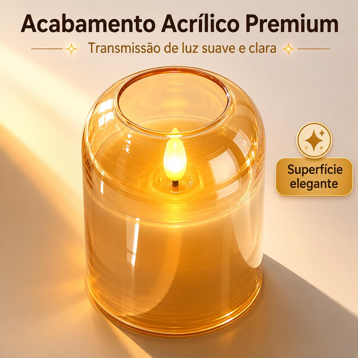 Kit 3 Velas LED Douradas Decorativas