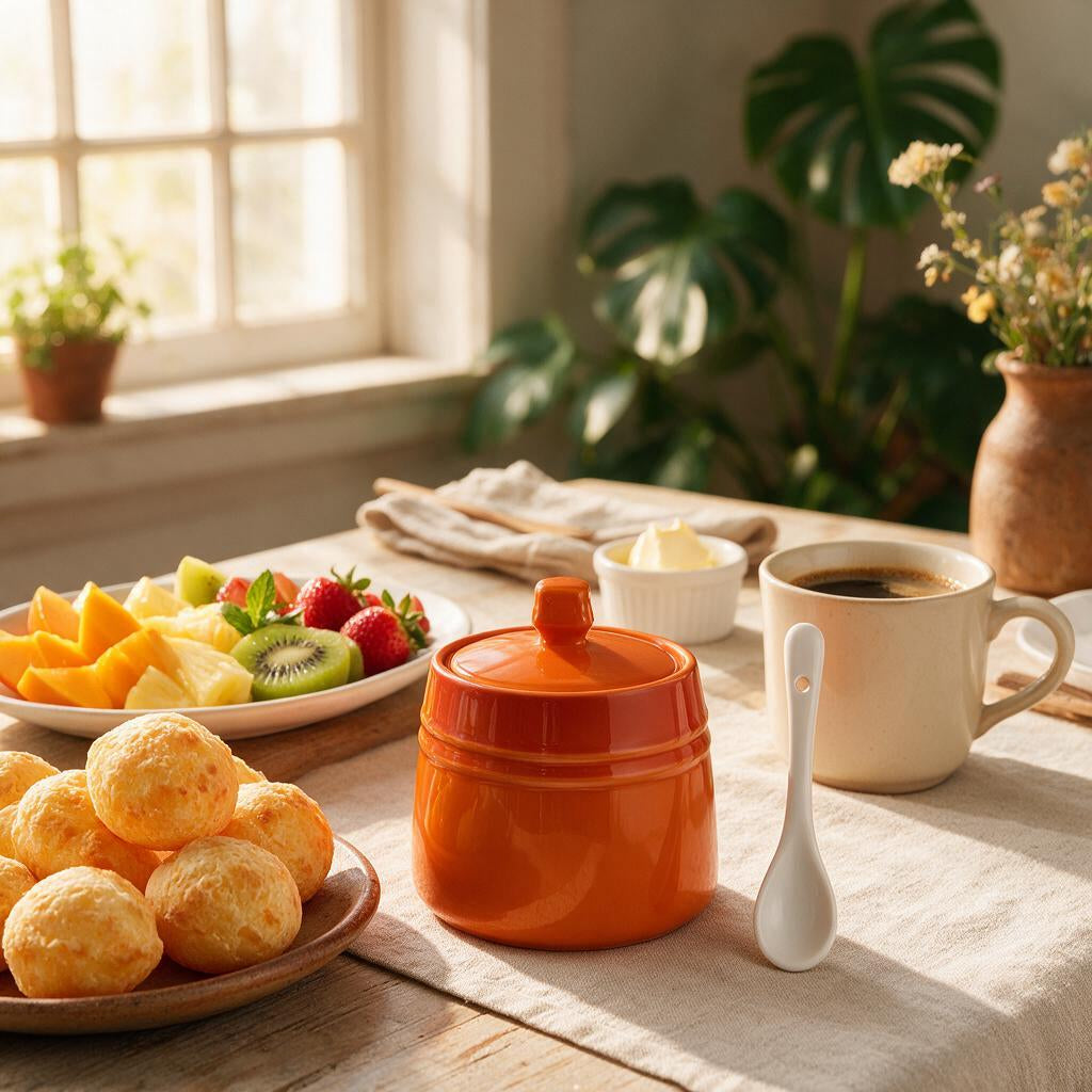 Pote Cerâmica Açúcar com Colher — café da manhã