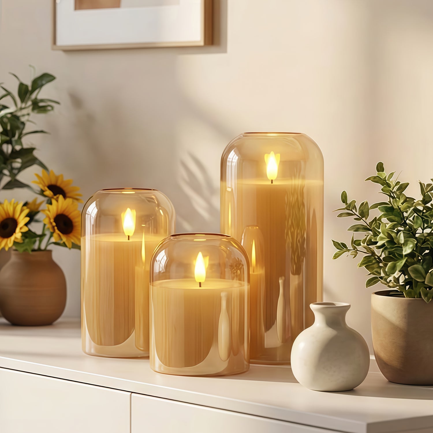 Kit 3 Velas LED Douradas Decorativas