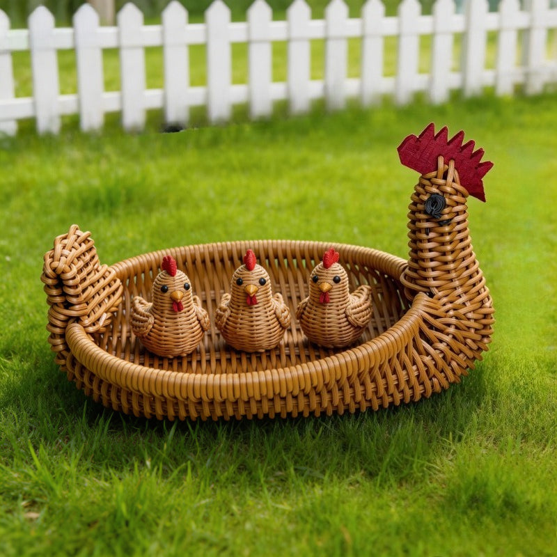 Cesto Páscoa Rattan Formato Galinha